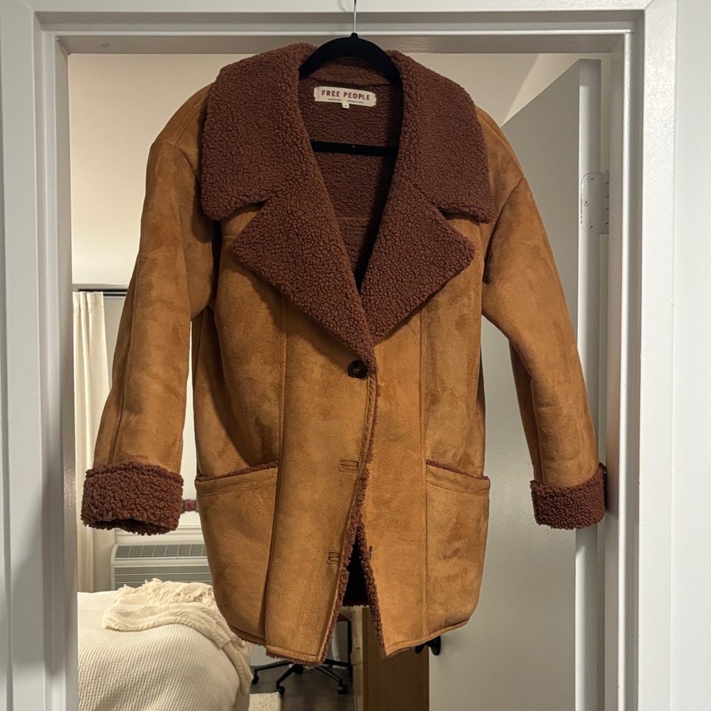 Free People Brown Faux Shearling Coat